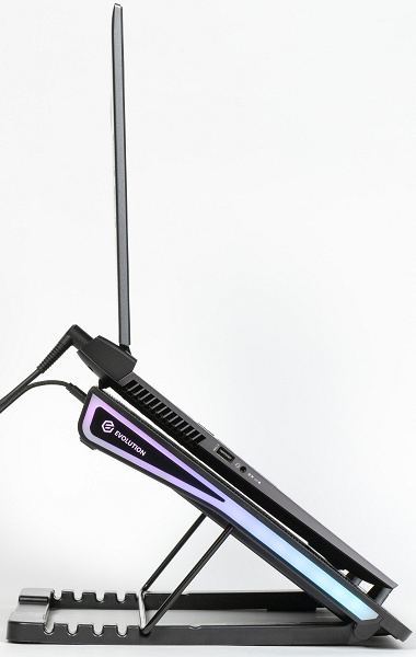 Подставка Evolution LCS-09 RGB для ноутбука до 17 дюймов, с активным охлаждением и красочной подсветкой