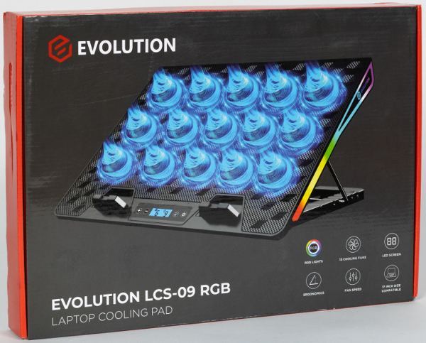 Подставка Evolution LCS-09 RGB для ноутбука до 17 дюймов, с активным охлаждением и красочной подсветкой