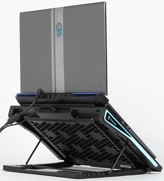 Подставка Evolution LCS-09 RGB для ноутбука до 17 дюймов, с активным охлаждением и красочной подсветкой