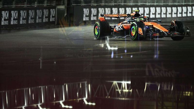 Норрис выиграл дождевую квалификацию в Лас-Вегасе