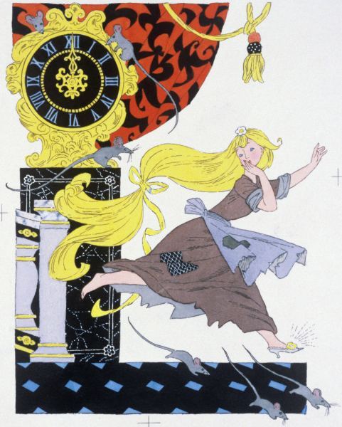 Репродукция иллюстрации к сказке Шарля Перро Золушка. Художники Олег Васильев и Эрик Булатов. Москва, издательство Малыш.