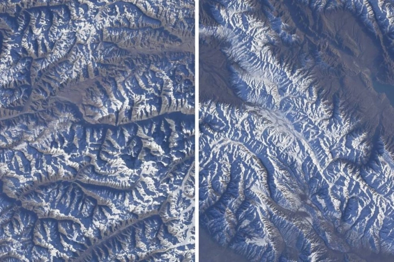 «Роскосмос» показал фото заснеженных гор Памира с МКС