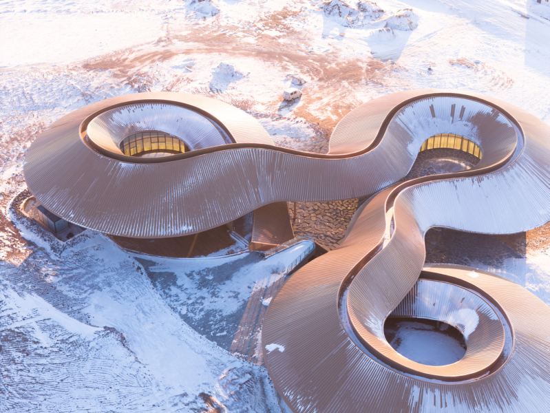 Центр для посетителей "Вулкан-Ин" в степи Силингол, Китай