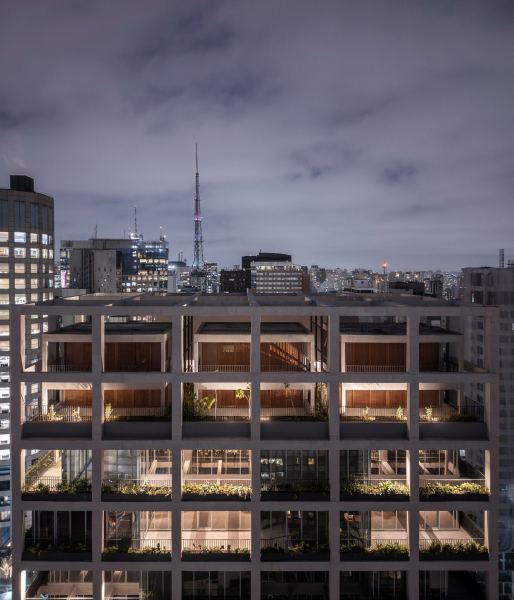 Небоскрёб с непрерывной сеткой из кашпо в Сан-Паулу, Бразилия