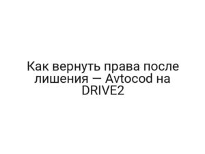 Как вернуть права после лишения — Avtocod на DRIVE2